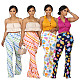 2026 Wrap Hip Slim Flower Patten Flared Pants RS-3015