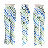 2026 Wrap Hip Slim Flower Patten Flared Pants RS-3015