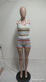 Backless Halter Sleeveless Top Knitted Slim Shorts Two Pieces Summer XT-83045