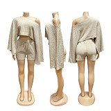 Solid-Color Chic Off-Shoulder Loose Top & Shorts Casual Two-Piece Set SFY-TW870