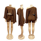 Solid-Color Chic Off-Shoulder Loose Top & Shorts Casual Two-Piece Set SFY-TW870