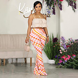 2026 Wrap Hip Slim Flower Patten Flared Pants RS-3015