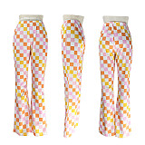 2026 Wrap Hip Slim Flower Patten Flared Pants RS-3015