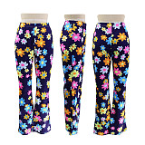 2026 Wrap Hip Slim Flower Patten Flared Pants RS-3015