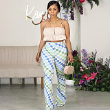 2026 Wrap Hip Slim Flower Patten Flared Pants RS-3015