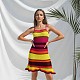 Rainbow Striped Strap Dress Breathable Beach Sun Protection Knitted 2026 Dresses RS-250819