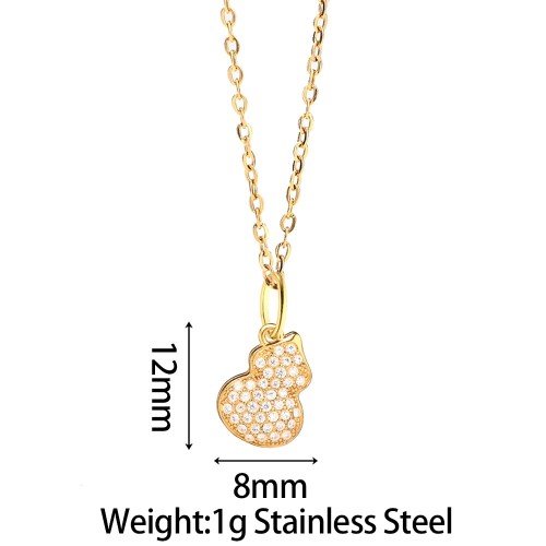 Gold Tone Gourd Pendant Necklace – Waterproof Stainless Steel Fashion Jewelry WN9790-G