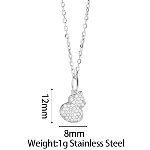 Pavé Gourd Pendant Necklace – Waterproof Stainless Steel CZ Jewelry WN9790-S
