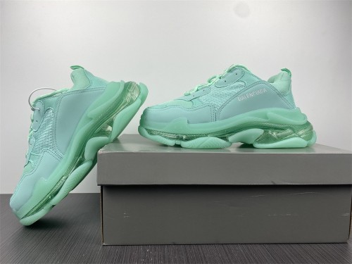 Men Women B*alenciaga Triple S Clear Sole Green  541624W2GA14500