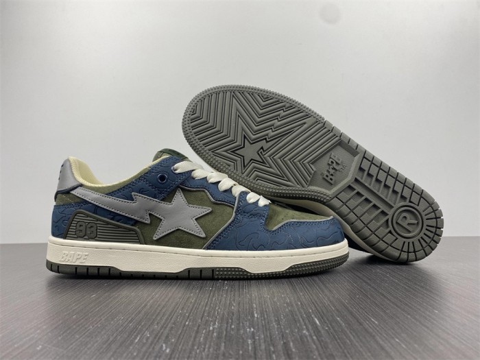 A Bathing Ape Bape SK8 Sta Army Green Dark Blue