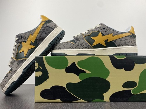 A Bathing Ape Bape SK8 Sta Grey Mustard Yellow
