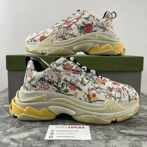 G*ucci x B*alenciaga The Hacker Project Triple S Flora Print  677195UL110 8461