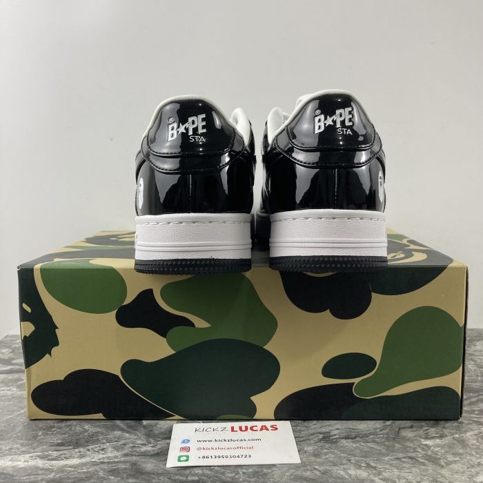 A Bathing Ape Bape Sta Patent Leather Black White