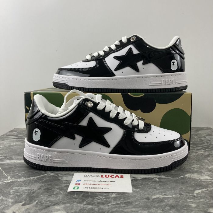 A Bathing Ape Bape Sta Patent Leather Black White
