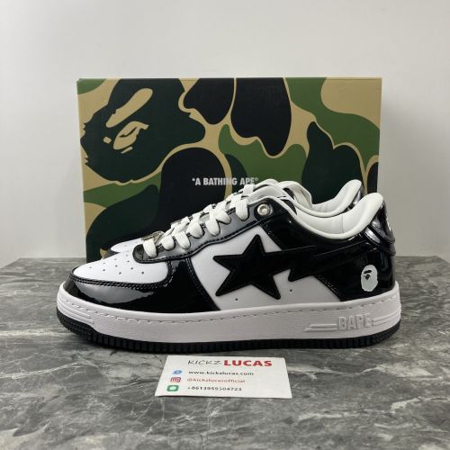 A Bathing Ape Bape Sta Patent Leather Black White