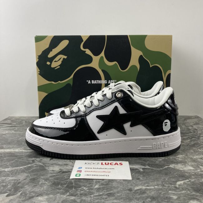 A Bathing Ape Bape Sta Patent Leather Black White