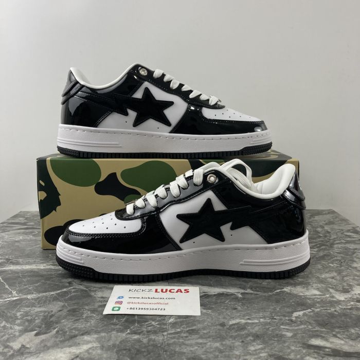 A Bathing Ape Bape Sta Patent Leather Black White