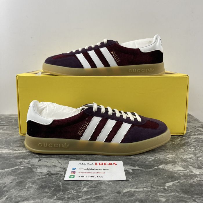 a*didas x G*ucci Gazelle Burgundy Velvet 707848 9STU0 6160