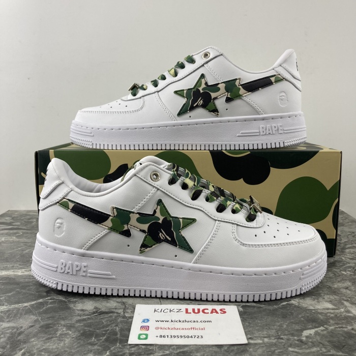 A Bathing Ape Bape Sta Low White ABC Camo Green