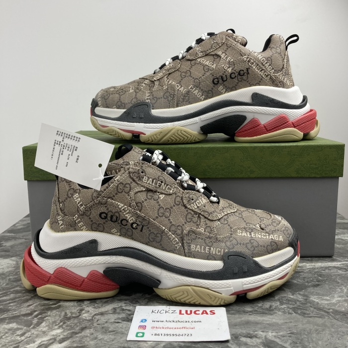 G*ucci x B*alenciaga The Hacker Project Triple S Beige  681066ULZ10 9795