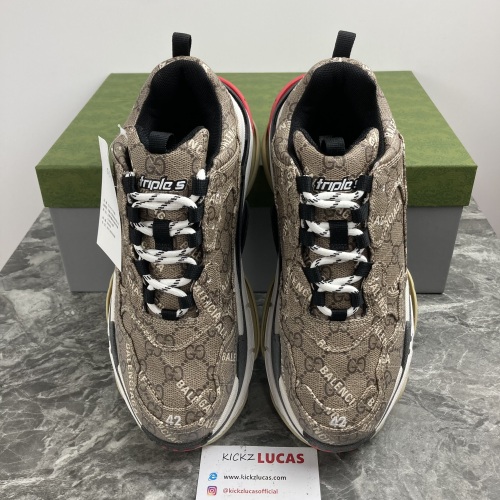 G*ucci x B*alenciaga The Hacker Project Triple S Beige  681066ULZ10 9795