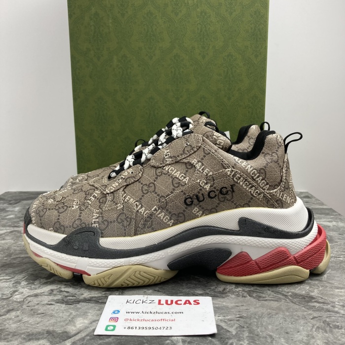 G*ucci x B*alenciaga The Hacker Project Triple S Beige  681066ULZ10 9795