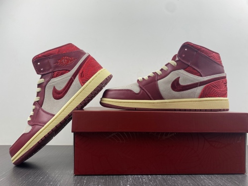 Air Jordan 1 Mid SE Tiki Leaf Team Red  DZ2820-601