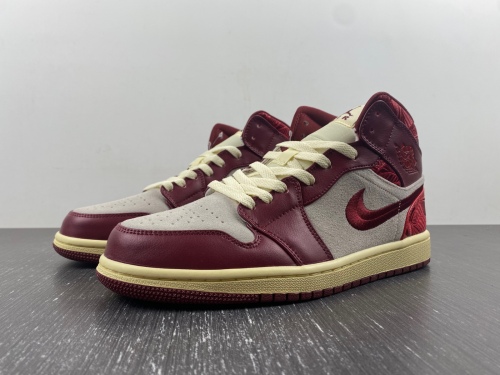 Air Jordan 1 Mid SE Tiki Leaf Team Red  DZ2820-601