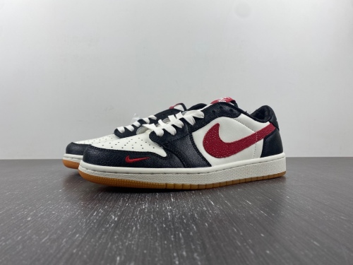 Air Jordan 1 Low Black Red Mini Swoosh DM7866-996