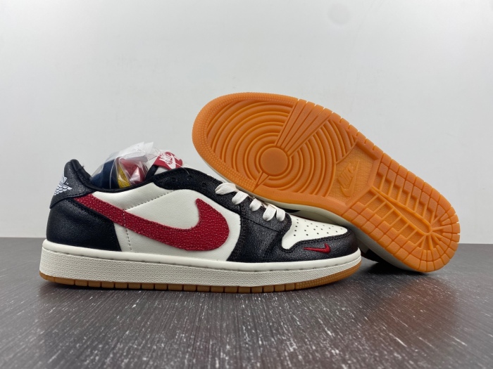 Air Jordan 1 Low Black Red Mini Swoosh DM7866-996
