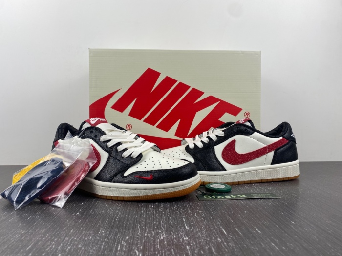 Air Jordan 1 Low Black Red Mini Swoosh DM7866-996