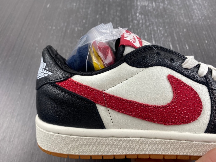 Air Jordan 1 Low Black Red Mini Swoosh DM7866-996