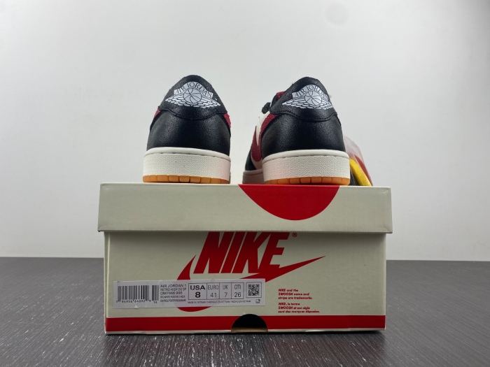Air Jordan 1 Low Black Red Mini Swoosh DM7866-996