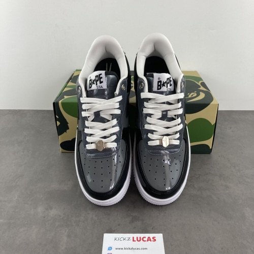 A Bathing Ape Bape Sta Patent Leather Black Grey