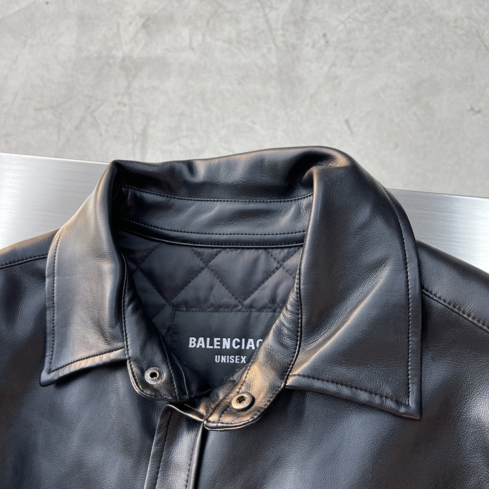 B*alenciaga Leather Jacket Top Quality D17 20231107-46