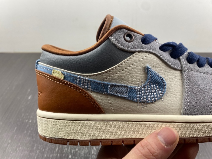 Air Jordan 1 Low SE Phantom Repaired Denim Swoosh FZ5042-041