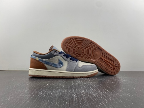 Air Jordan 1 Low SE Phantom Repaired Denim Swoosh FZ5042-041