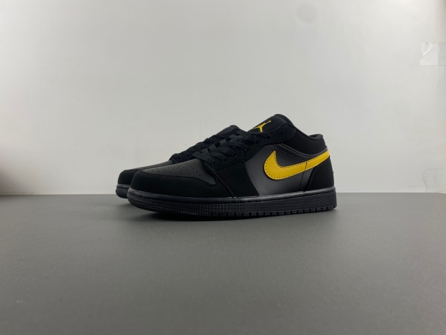 Air Jordan 1 Low Black Gold Swoosh 553558-071