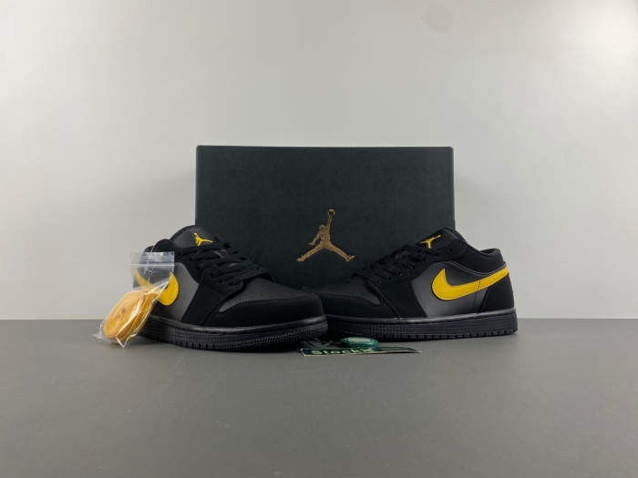 Air Jordan 1 Low Black Gold Swoosh 553558-071