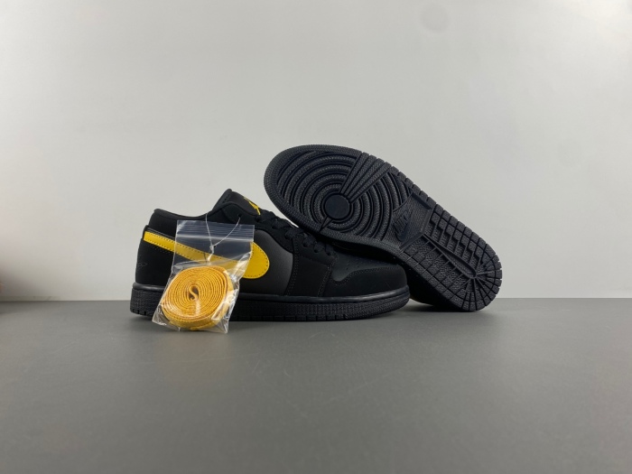 Air Jordan 1 Low Black Gold Swoosh 553558-071