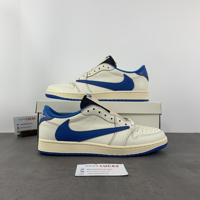 Air Jordan 1 Retro Low OG SP Fragment x Travis Scott Sail Military Blue