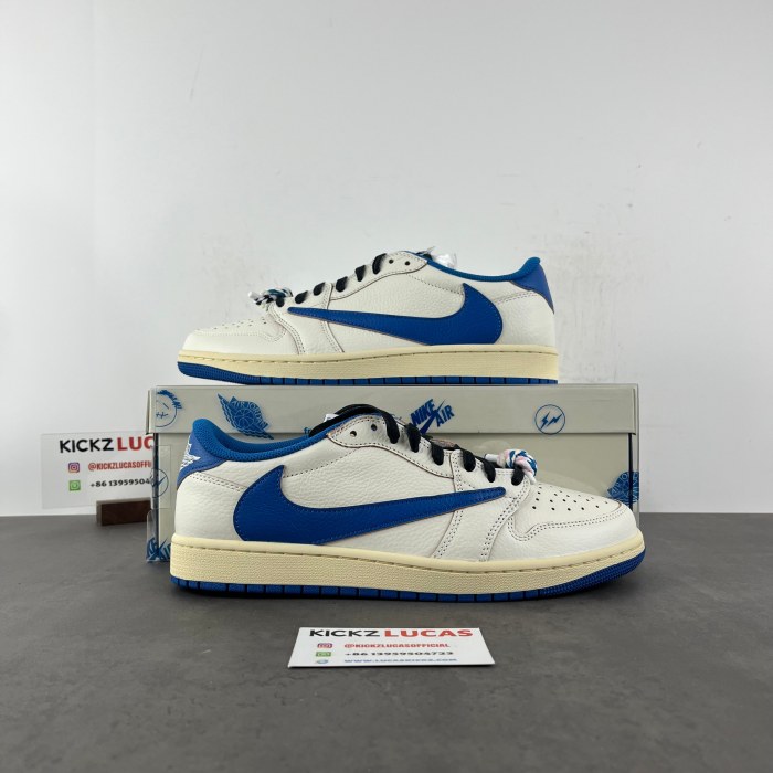 Air Jordan 1 Retro Low OG SP Fragment x Travis Scott Sail Military Blue  DM7866-104