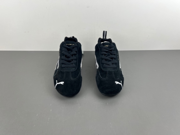 B*alenciaga x P*uma Speedcat Suede Distressed Black White