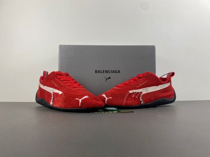 B*alenciaga x P*uma Speedcat Suede Distressed Red White 847146 WSDSD 6910 / 406519-03