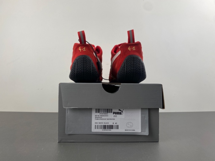 B*alenciaga x P*uma Speedcat Suede Distressed Red White 847146 WSDSD 6910 / 406519-03