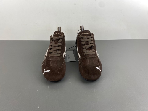 B*alenciaga x P*uma Speedcat Suede Distressed Brown White 2910