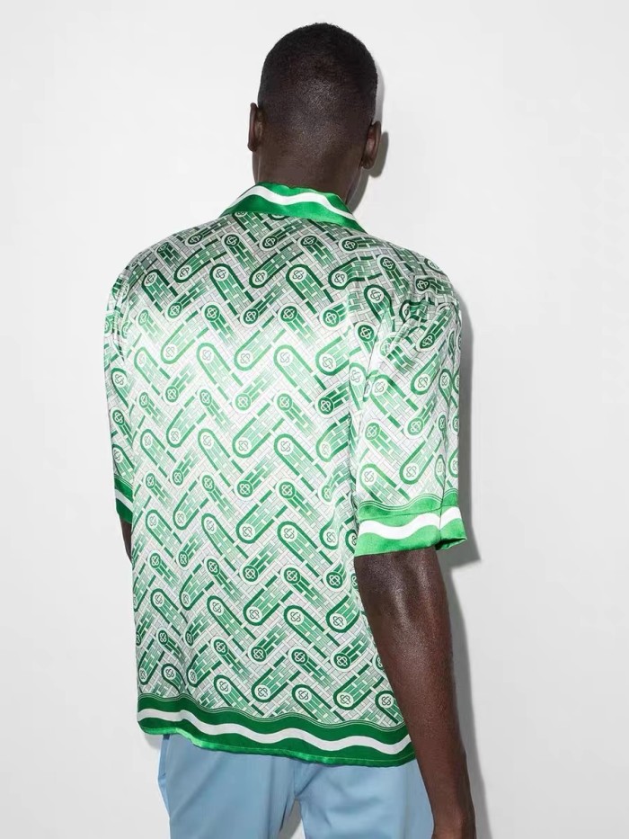 Full logo silk short sleeve shirt