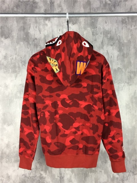  1:1 quality version Bape Full Camo Shark Hoodie red