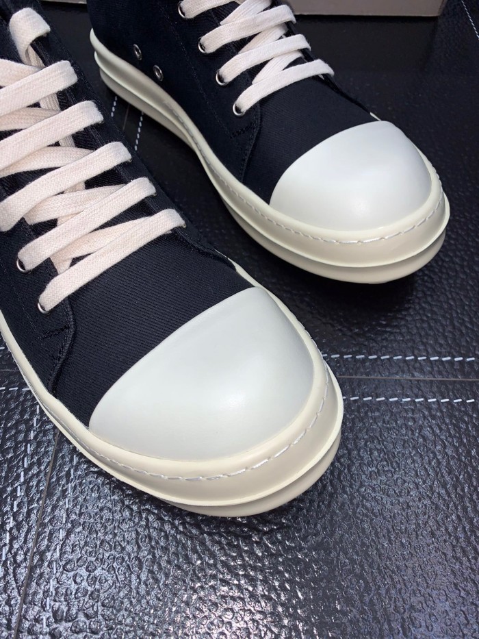1:1 Rick 0wens canvas low sneaker shoes black and white [This pair of shoes needs to be made to order Custom made time is about 10 days]