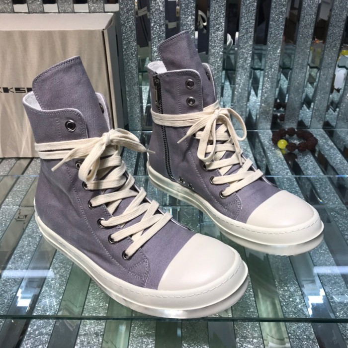 [buy more save more]Rick 0wens 2021 canvas hi shoes sneaker grey & white & black
